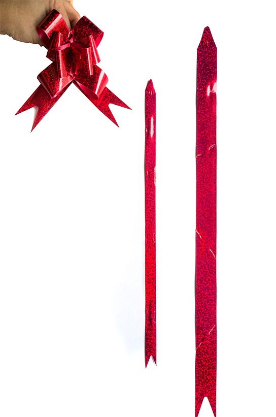 Moño Mágico Cinta Holografica Rojo