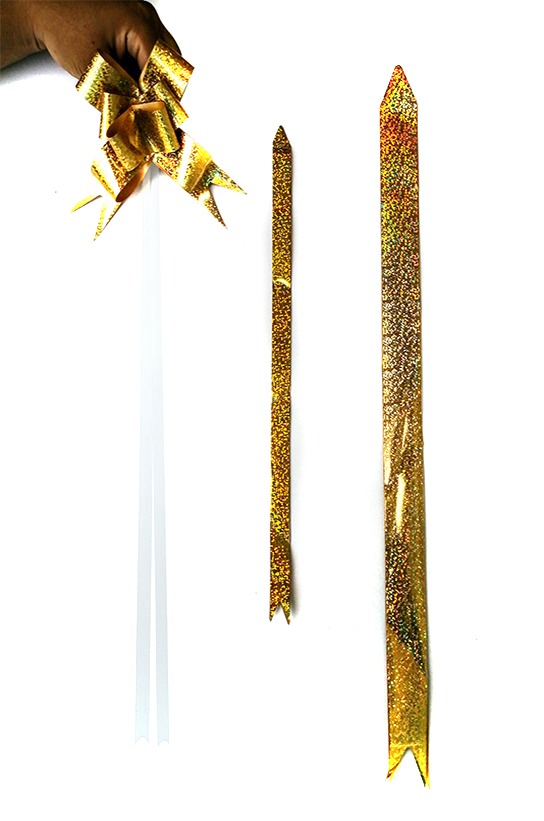 Moño Mágico Cinta Holografica Dorado