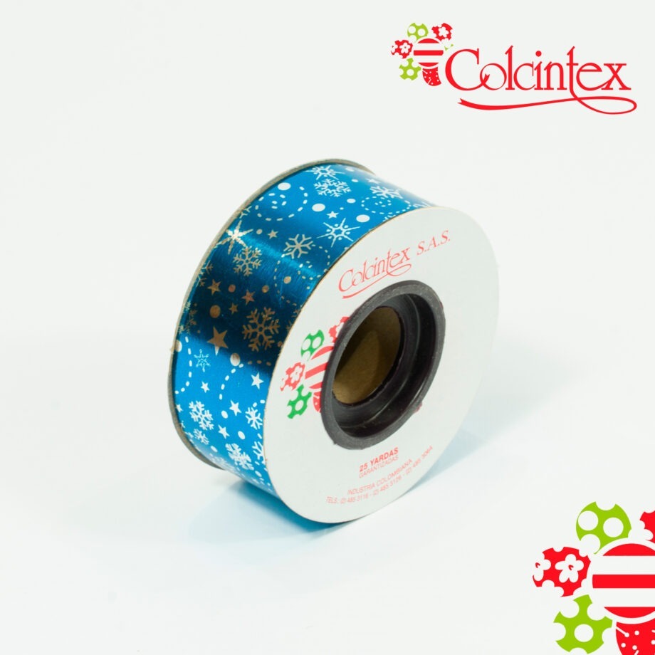 Cinta Metalizada azul estrellas y puntos SPP027-10