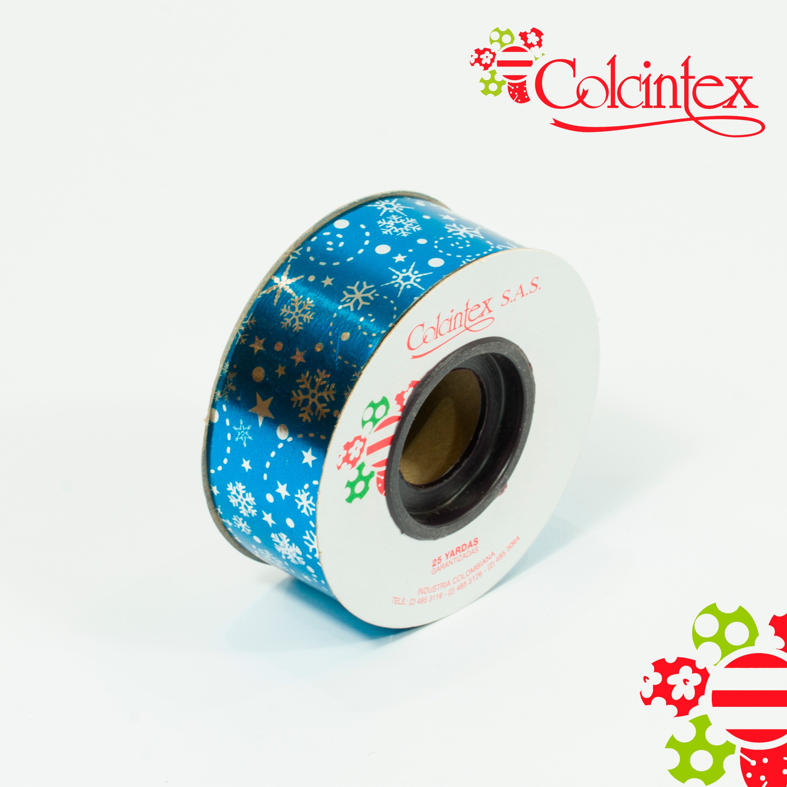 Cinta Metalizada azul estrellas y puntos SPP027-10